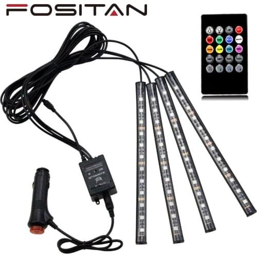 4X9LED RGB Car Interior Atmosphere USB Lights Strip Car Styling Decor Lamps Footwell Light Music Sound Control Neon LampStrip