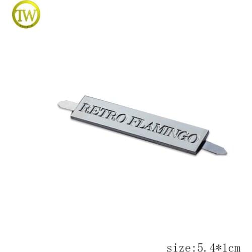 16 custom zinc alloy silver metal logo tag for bag label
