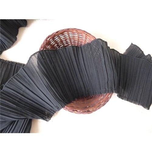 Black Chiffon Ruffle Lace Trim Falbala Fabric DIY Garment Clothes Accessories Fabric Free Shipping 9cm Width 3Meters/Lot