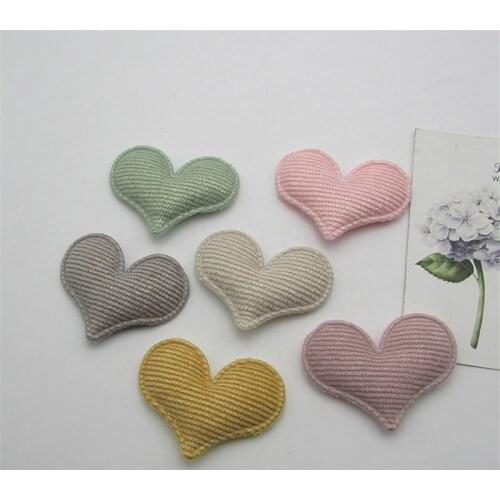 30pcs/lot 5*4cm Heart Padded Appliques for Children Headwear Hair clip Accessories and Garment Accessories