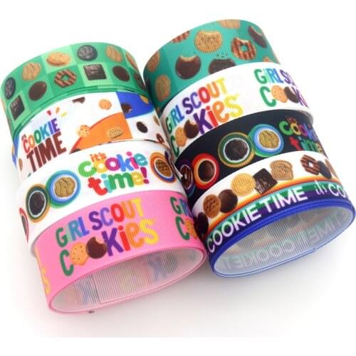 DHK 50yards Girl Scout Cookies Time Printed Grosgrain Ribbon Accessory Hairbow Headwear Decoration DIY Wholesale OEM S1520
