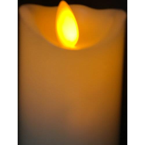 Dia5.3CM USB powered Rechargeable led flickering pillar Paraffin candle Wavy edge Wedding Xmas Party bar decor 10CM(H)-Amber