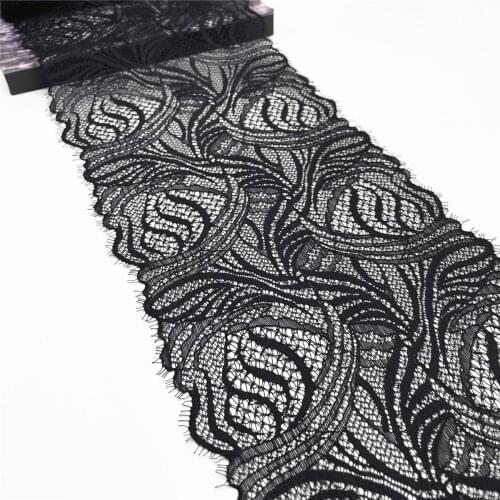 3y/lot Width 8 1/2 inch 22cm Black Elastic Stretch Lace trim Skirt Hem Underwear Sewing Craft DIY Apparel Fabrics Lace