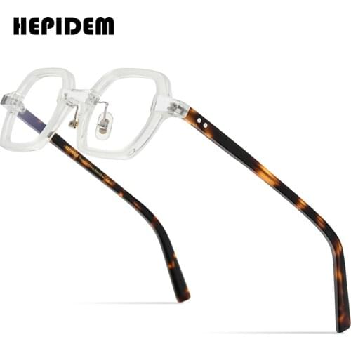 HEPIDEM Acetate Optical Glasses Women 2021 New Vintage Square Eyeglasses Frame Men Myopia Prescription Spectacles Eyewear 9152