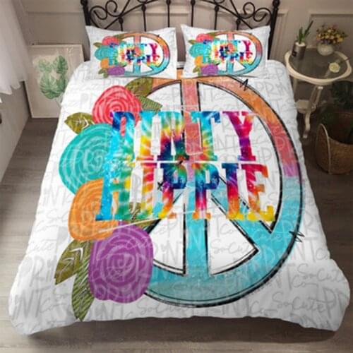 Home Decoration Color Peace Bedding Set 3pcs Comfortable Duvet Cover Set Watercolor Flower Color Printing Quilt Cover Pillowcase