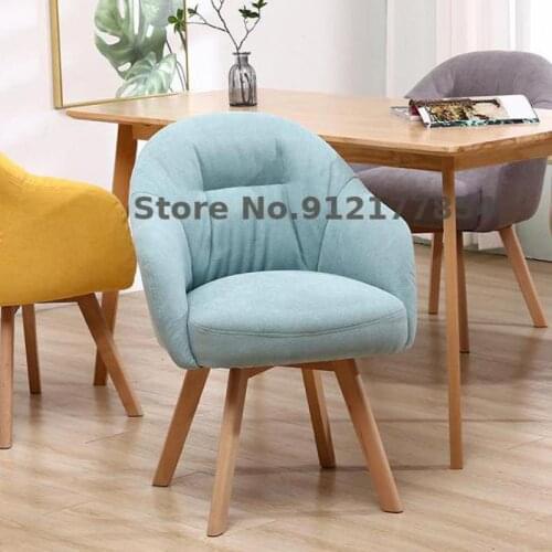 Computer chair home modern simple and comfortable sedentary fabric sofa chair solid wood lounge chair dormitory desk chair
