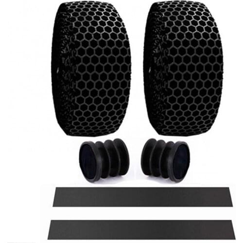 2Pcs Bike Honeycomb Design Handlebar Tapes Soft Breathable Belts with Bar Plugs Bicycle Accessories Replacement Parts