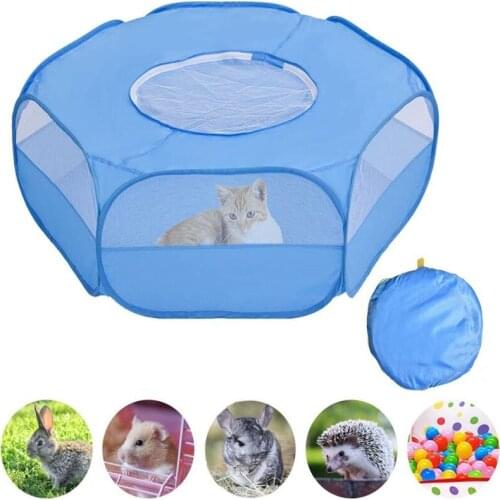 Small Pet Cage Tent Pet Playpen with Top Cover Portable Outdoor Exercise Yard Fence Anti Escape Tent for Rabbits Cat TP