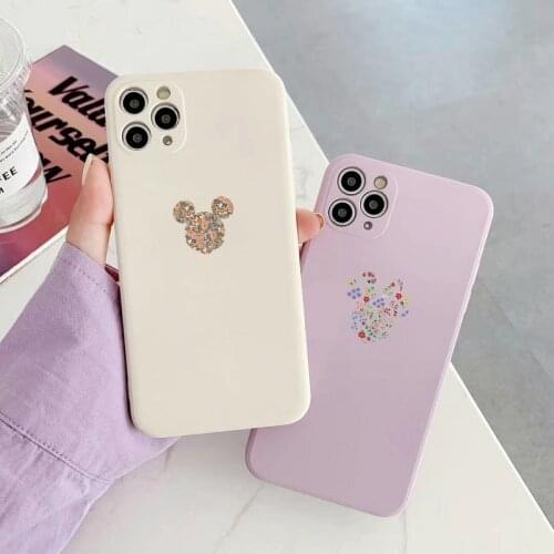 Cartoon mouse Soft TPU Phone Case For iPhone 12 Pro mini XS Max XR 7 8 Plus SE 2020 Flower Cover For iPhone 11 Pro Shell Fundas