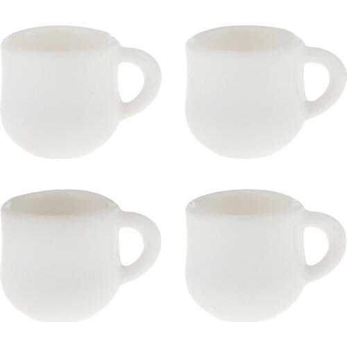 Pack of 4pcs 1:12 White Coffee Tea Cups Dolls House Miniature Home Table Ornament
