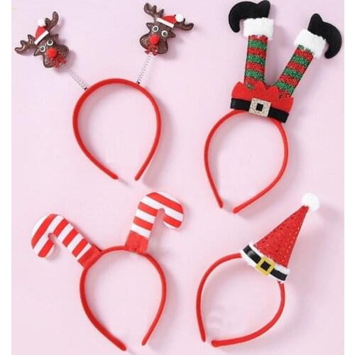 12pcs Christmas Headbands Xmas Christmas Costume Headwear Accessory Party Favor Decorations Hair Hoops for Party Photo Booth