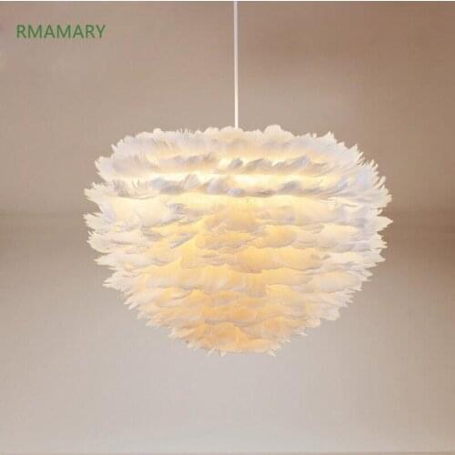 Princess room romantic chandelier modern minimalist creative childrens room living room lamp LED feather chandelier lighting