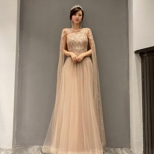 Luxury High celebrity Tulle A-line long wedding evening dresses 2021 New style Formal dress Occasion Cocktail party