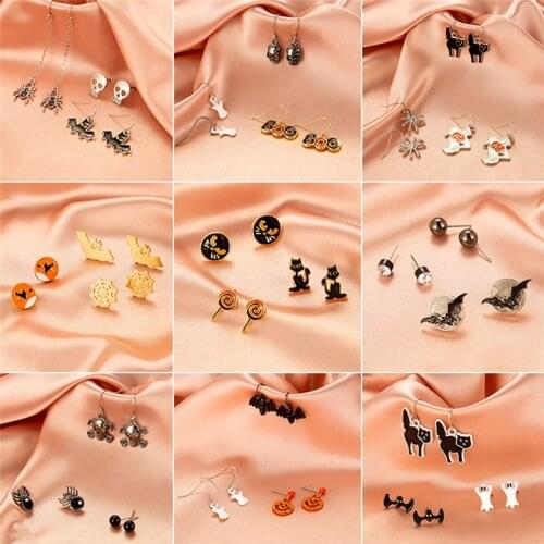 Halloween earrings women fashion 2020 Gifts for Black ghost terror Anime accessories for teens cute earrings funny Scary
