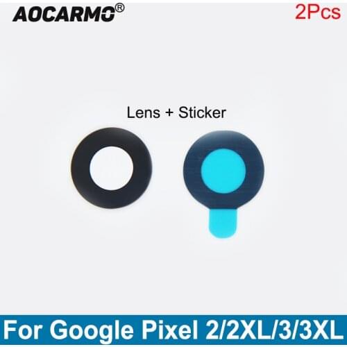 Aocarmo 2Pcs/Lot Rear Back Camera Lens Glass With Adhesive Sticker Replacement Part For Google Pixel 2 / 2XL / 3 / 3XL