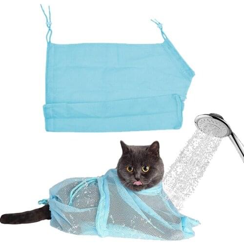 Cat Grooming Bag Bathing Shower Mesh Bag Multifunctional Breathable Anti-Bite Anti-Scratch Cat Restraint Bag For Nail Trim
