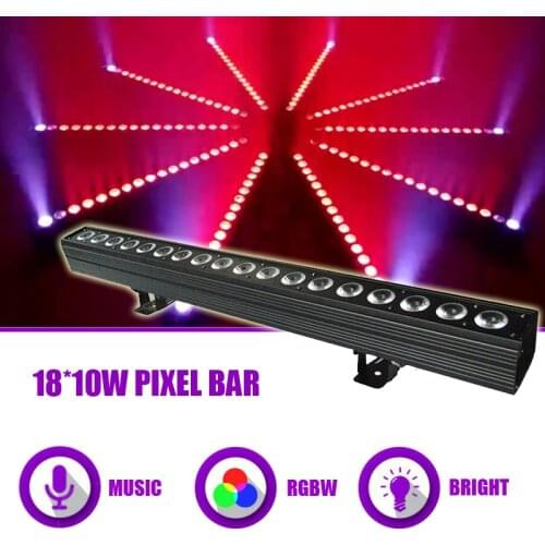 18*10W RGBW 4 in 1 LED Pixel Bar Stage Lighting Effect For Dj Disco Party Events DMX Sound Modes Matrix Lamp Wall Wash Fixture