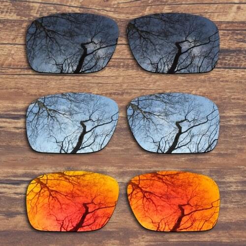 ToughAsNails 3 Pairs Black.Silver.Fire Red Polarized Replacement Lenses for Oakley Holbrook OO9102 Sunglasses