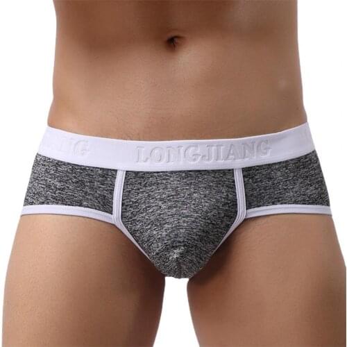 Longjiang Wide Waistband Men Briefs Ultra Soft Underwear Patchwork U Convex Mid Waist Panties for Inside Wear