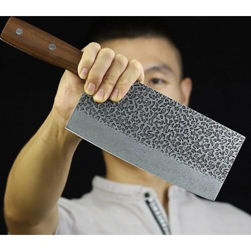 Top Quality Handmade Kitchen Knives 7Cr17mov Stainless Steel Cleaver Hand Forged Cooking Knife Chef Slicing Chopping Knife 7.8"