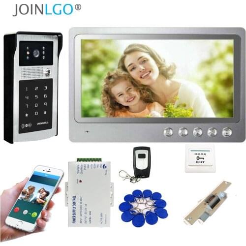 WIFI Video Door Phone Record Intercom System Phone Remote Unlock View RFID Code Keypad Doorbell Camera 9" Monitor Electric Lock