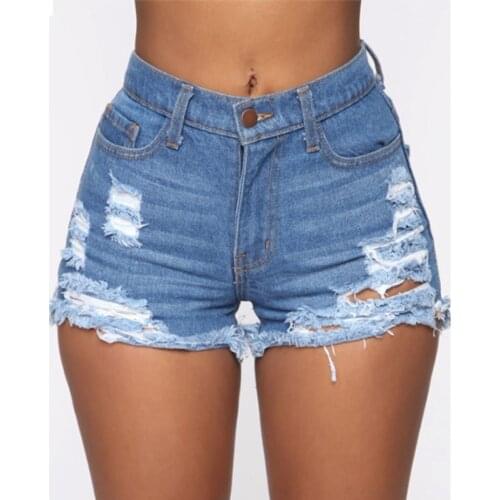 Womens Short Jeans Casual Dark Cotton Temperament Water Washed Hole Denim Shorts Mid Waist Vintage Hole Wild Slim Cowgirl Short