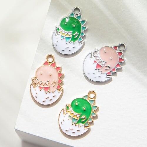 10Pcs Enamel Silver Dinosaur Egg Charm Pendant for Jewerly DIY Making Bracelet Women Necklace Earrings Accessories Findings