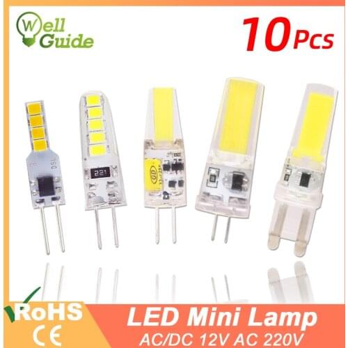 10pcs LED Bulb G4 Lamp AC DC 12V 220V Dimmable cob led G9 3W 6W 9W COB LED Lighting replace Halogen Spotlight Chandelier