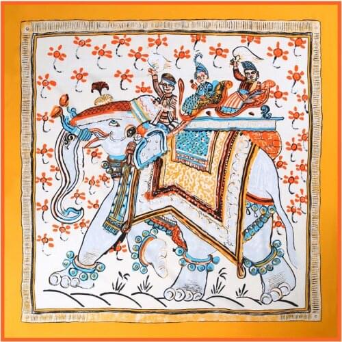 100*100cm TOP Silk superior Elephant Scarves Women Foulard Square Hijab Scarf Ladies Shawl wrap muffler pareo female hijab