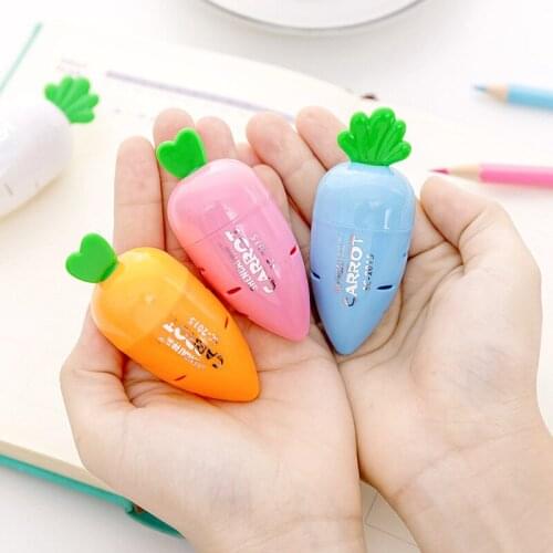 2pcs Creative Student Cartoon Cute Radish Pencil Sharpener Stationery Candy Color Childrens Kawaii School Supplies