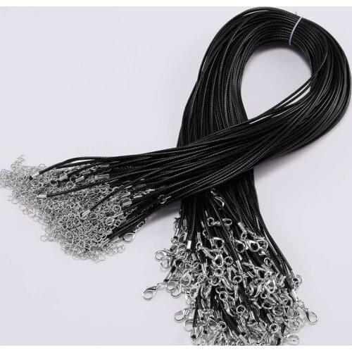 20PCS Colorful Leather Wax Cord Rope Necklace Women Men Handmade Lobster Clasp Chain Choker For DIY Jewelry Making Accessories
