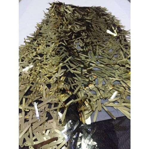 African Lace Fabric 2018 High Quality Lace With Sequins In Gold Color French Lace Fabric Embroidered Tulle Lace Fabric CD2095