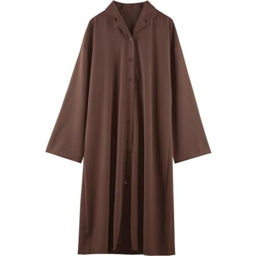 B3103 2021 summer new fashion womens Korean version long-sleeve shirt long trench coat cheap wholesale