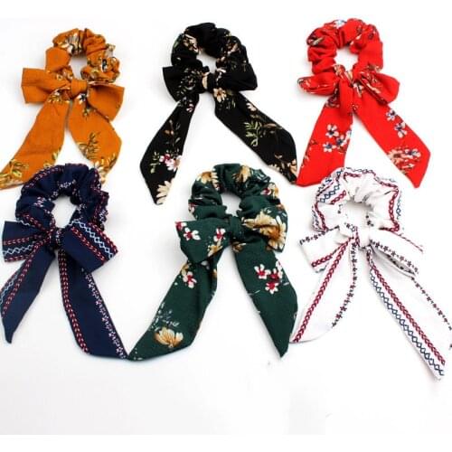 Bow Streamers Hair Ring Fashion Ribbon Girl Hair Bands Scrunchies Horsetail Tie Solid Headwear Hair Accessories