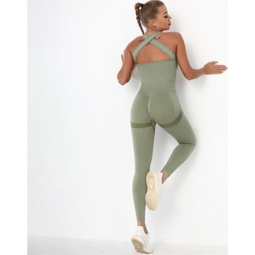 Seamless One-piece Sets Women Gym Clothing Sports Suits Hips Push Up Bodysuit High Waist Running Suits Rompers Fitness Jumpsuit