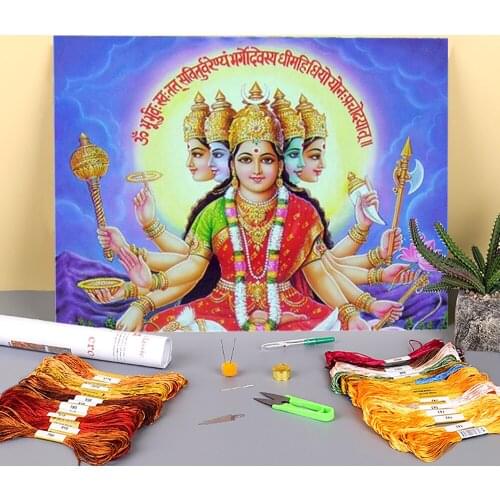 Buddha India Ganesha Printed 11CT Cross Stitch Patterns Embroidery DMC Threads Painting Handmade Craft Hobby For Stamped