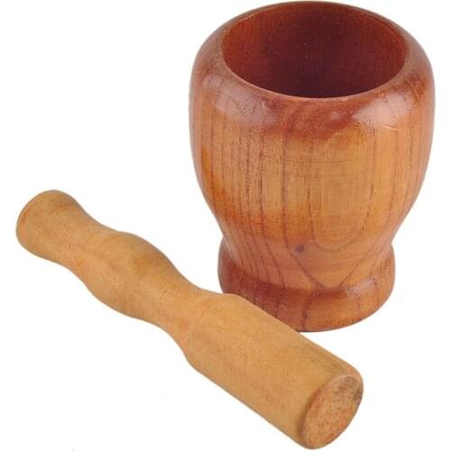 Wooden Garlic Ginger Spice Mixing Grinding Bowl Kitchen Tool Mortar and Pestle Home Medicine Mashed Props Tools Mill Grinder