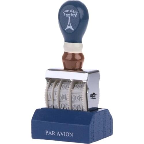 Wooden Date Stamp For DIY Scrapbooking Craft Decor Rolling Wheel Vintage Supply