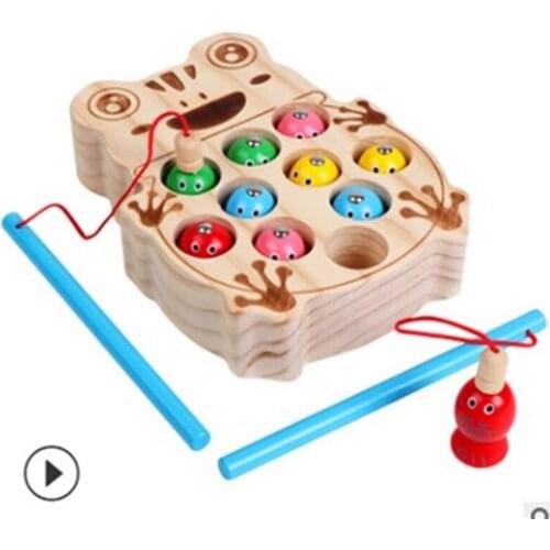 Baby Wooden Toys Digit Magnetic Games Fishing Toys Game Catch Worm Educational Puzzle Toys For Children Gifts