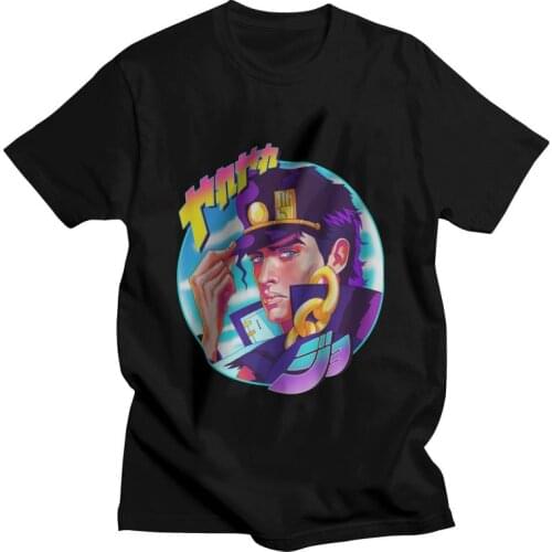 Jojo Bizarre Adventure Tshirt Men Fashion Tee Top 100% Cotton T Shirt Short Sleeve Manga Anime Jotaro Kujo T-shirt Gift Clothing