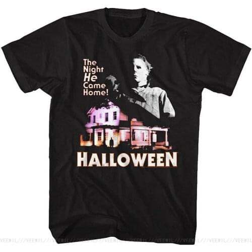 Halloween Michael Myers The Night He Came Home Adult T-Shirt Great Scary Movie Round Neck Tops Tee Shirt