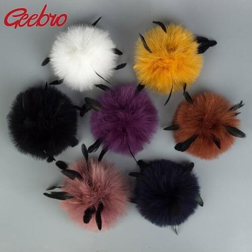 Geebro 15cm DIY Ostrich Fur Pom Pom Hairball Caps Hat Beanies Feather Balls With Buckle Shoes Bags Hairband Accessories