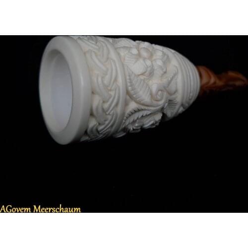Handcarved Meerschaum Cigar Holder Cigars Humidor Tobacco AGovem Cigar Case Vintage Box AGM-19