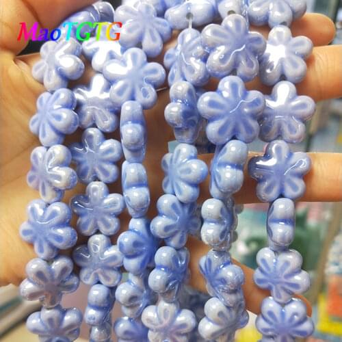 20pcs Five-petaled Flowers Ceramic Beads For Jewelry Making Bracelet Necklace 8X18mm Colorful Ceramic Flower Beads Accessories