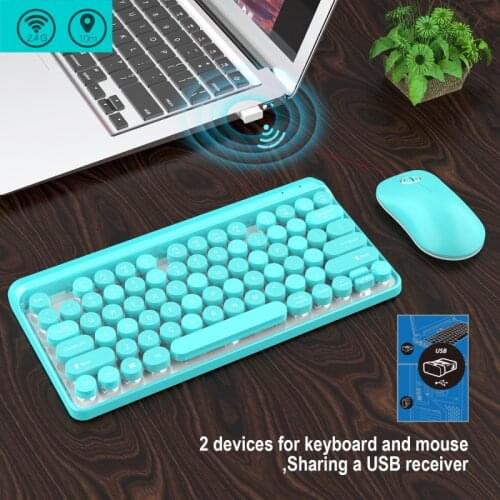 Punk Keycap Portable Wireless Keyboard Mouse Set Ultra-thin Wireless Keyboard Mouse Energy-saving Set For Computer