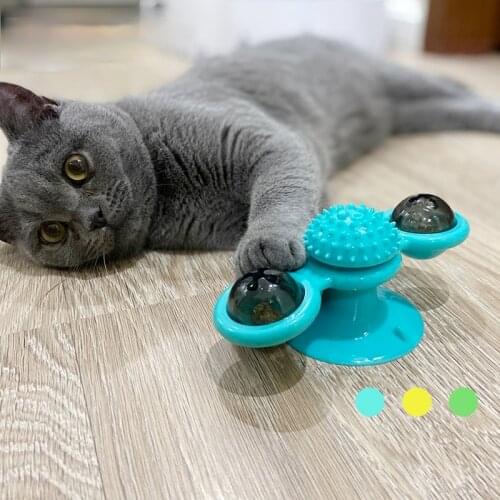 Cat Windmill Toy Funny Massage Rotatable Cat Toys With Catnip LED Ball Teeth Cleaning Pet Products for Dropshipping
