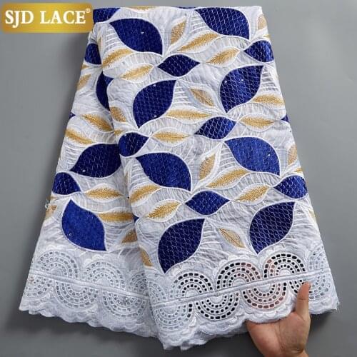 SJD LACE Handmade Embroidery African Cotton Lace Fabric High Quality Soft Dubai Swiss Voile Lace In Switzerland For Party A2455