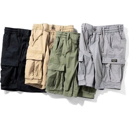 Men Shorts Brand Clothing Cotton Loose Military Cargo Shorts Men 2021 Summer Jogger Tactical Cargo Shorts Men Casual Armygreen