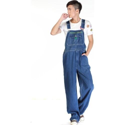 Mens Overalls Jumpsuit Large size Strap Straight Pants Blue Jeans Mens Plus Size Work Clothes More sizes 30-48 50