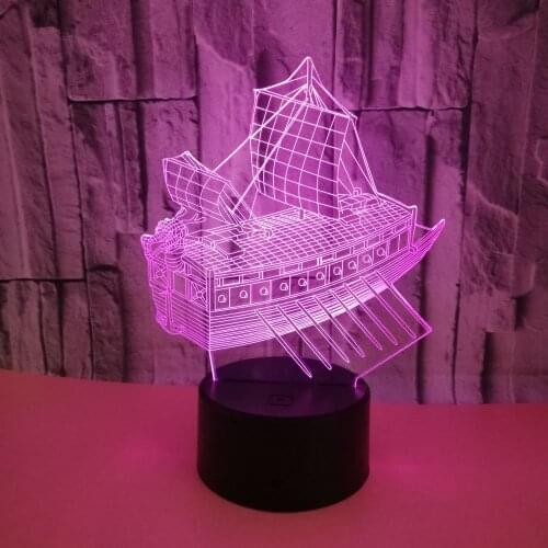 New Sailing 3d Lamp 7 color Touch Led Stereovision 3d Night Desk Lamp Home Gift Atmosphere Small Table Lamps